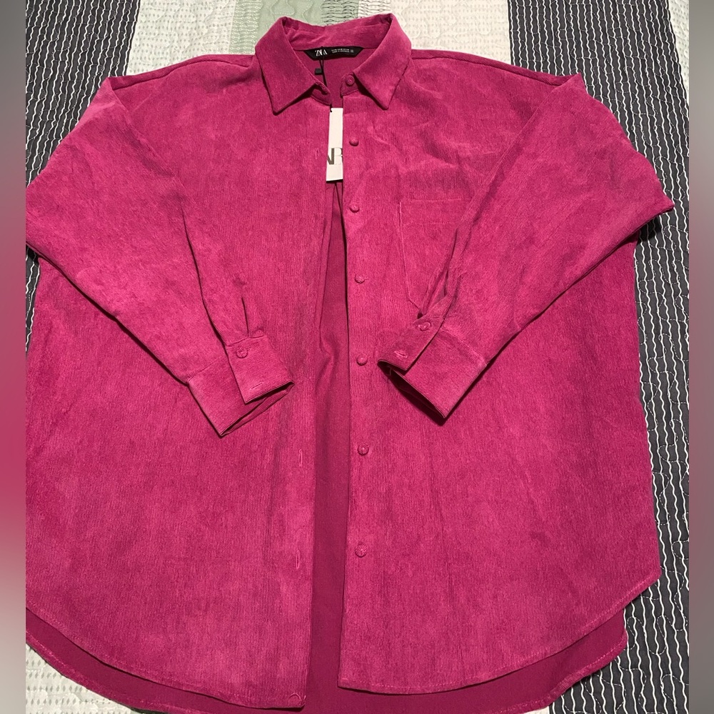 NWT Zara corduroy shacket pink small